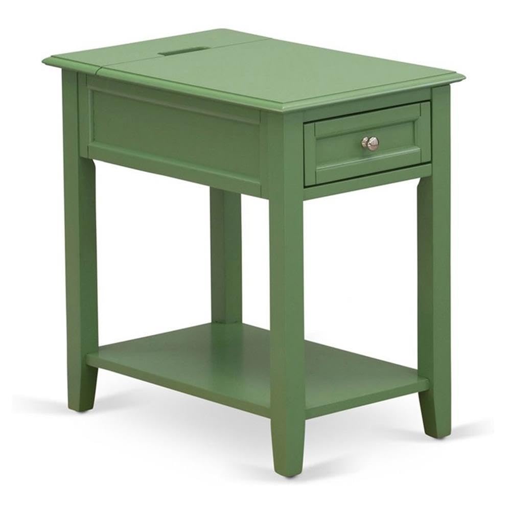 East West Furniture DE-12-ET Denison Side Table - Rectangle Night Stand with a Drawer for Bedroom, 24x19 Inch, Clover Green